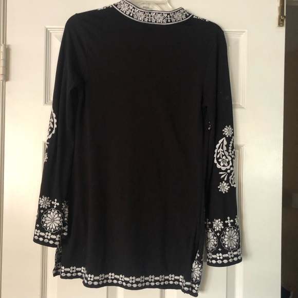 INC INTERNATIONAL CONCEPTS TUNIC TOP EMBROIDERED SIZE SMALL (S) BLACK & SILVER - Picture 3 of 13